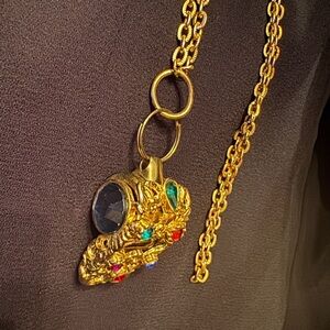 Vintage 1980's Jeweled Whistle Necklace Pendant